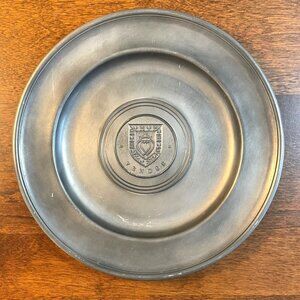 Vintage Fein Zinn L'Etain A La Rose Pewter Plate  - Vendee France Coat or Arms